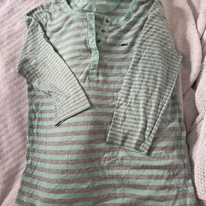 Lacoste Mint and Gray Striped Top